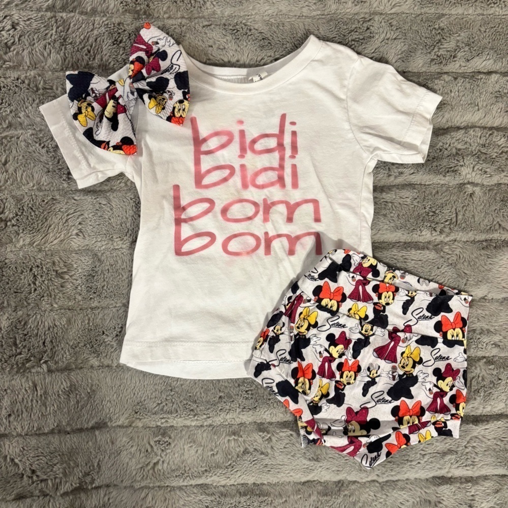 Handmade Selena Outfit 18-24 Months Bummies Minnie Mouse Biddi Biddi Bom Bom